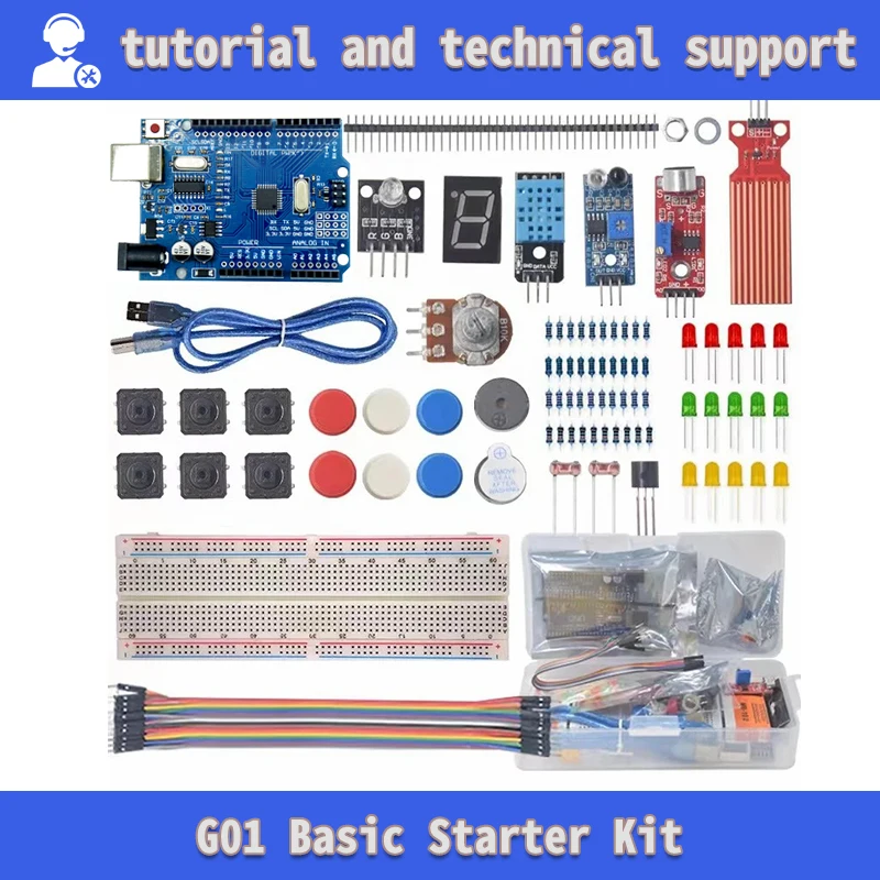 

Basic Starter Kit for Arduino Uno R3 Projects Electronic Components Supplies R3 Board / Breadboard DIY Electronics Kit