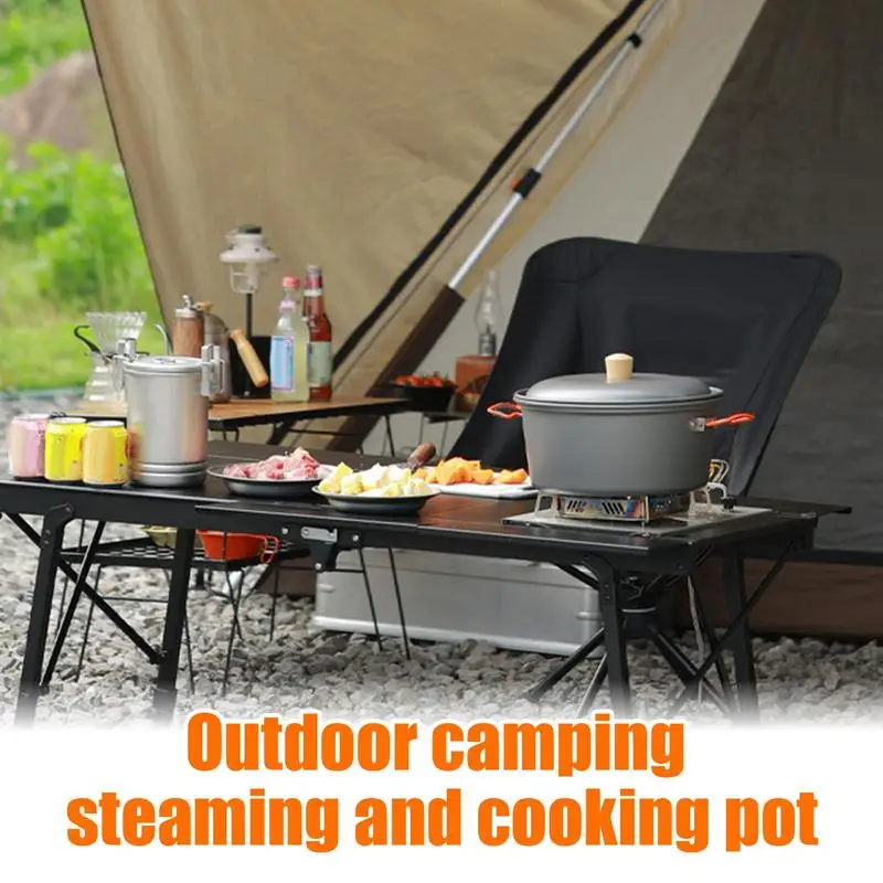 

Camping Cookware Large Capacity Steaming Camping Cookware Heat-Resistant Portable Picnic Gear Lightweight Boiling Camp Steamer