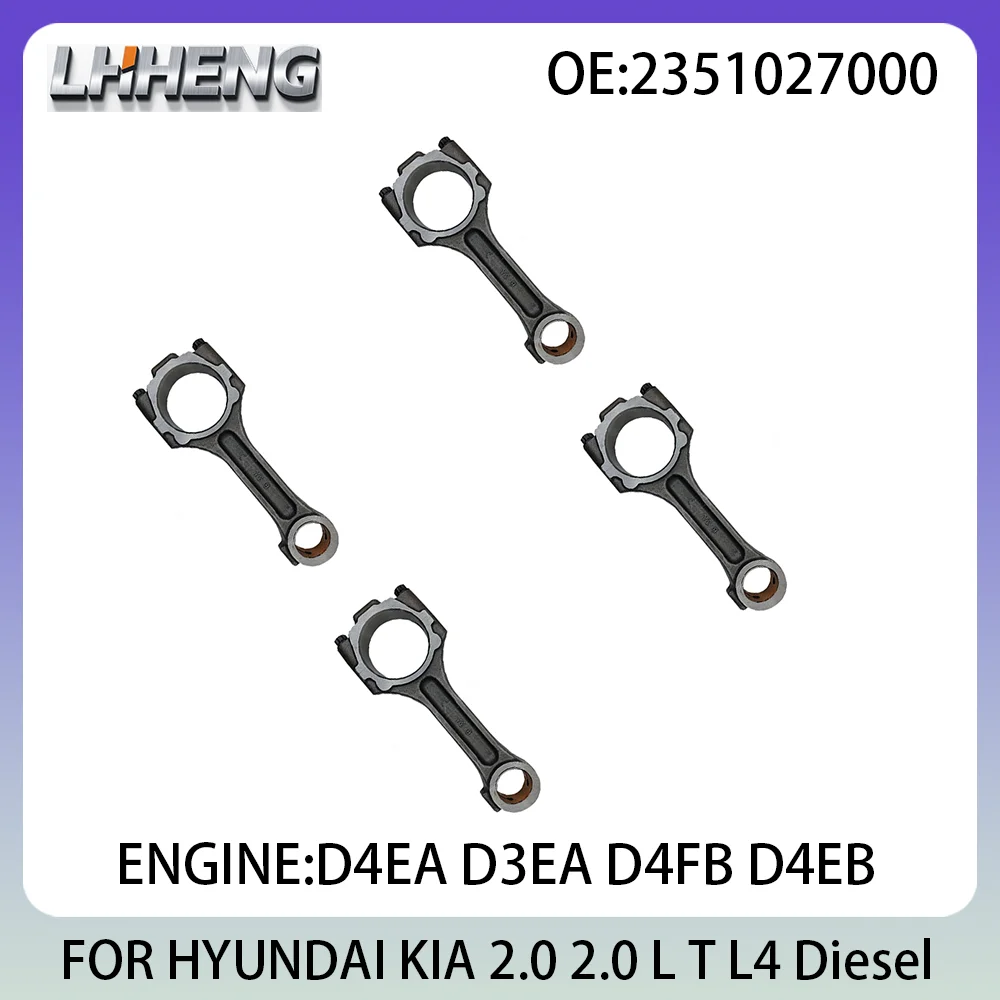 

4PCS Connecting Con Rod New Set For HYUNDAI ELANTRA GETZ i30 KIA CARENS CEE'D CERATO 2.0L 2.0 L T Diesel 01-13 D4EA 2351027000
