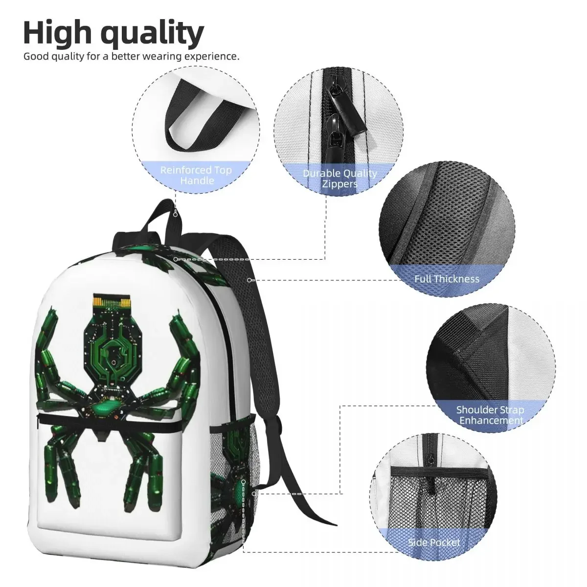 Electronic Machinery Red Black Spider Backpack Daypack Large Capacity Boys Girls BookBag School Bag Shoulder Bags for Men Women