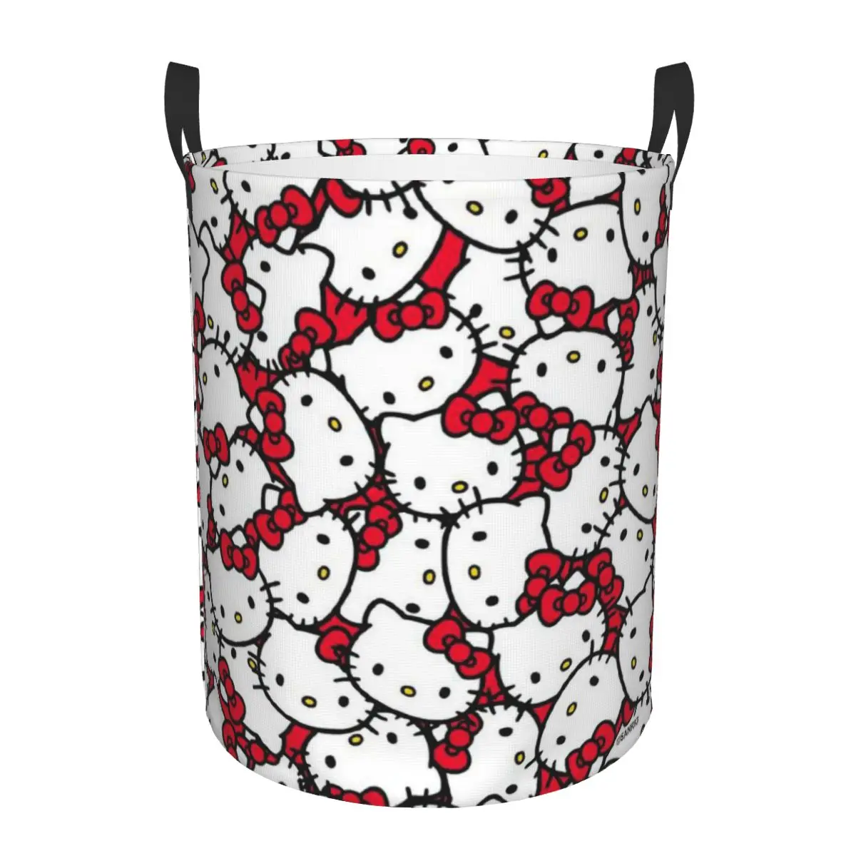 Custom Hello Kitty Pattern Laundry Basket Collapsible Cartoon Clothes Hamper for Baby Kids Toys Storage Bin