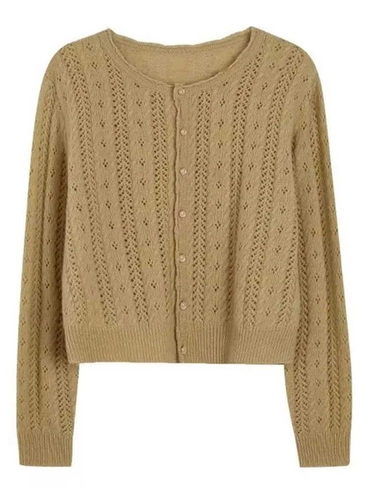 Comfortable Knitted Open Cardigan Long Sve Loose Fit  Color Slimming Design Trendy Pure Color Outerwear Lazy Sle