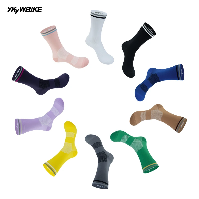 YKYWBIKE Sports Socks Unisex Cycling Cycling Socks Pro Team Sock Soft Comfortable High-wicking Reflective Running Bicycle Socks