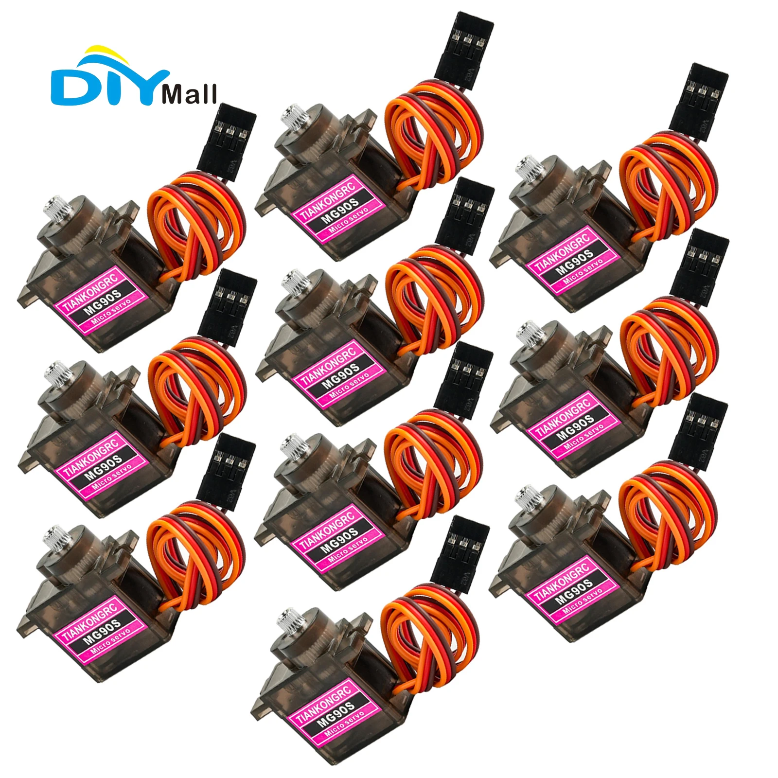 10PCS MG90S Micro Servo Motor 9g 180/270/360° Full Metal Gear with Ball Bearing for Arduino RC Plane Raspberry Pi