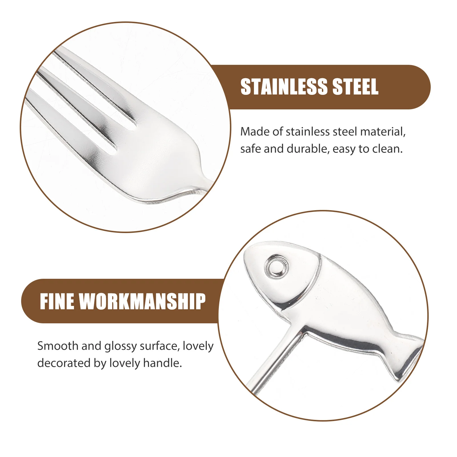 

3pcs Stainless Steel Fruit Delicate Dessert Multi-Function Reusable Cake For Daily Use Portable Food Forks Kitchen Bar Supplies