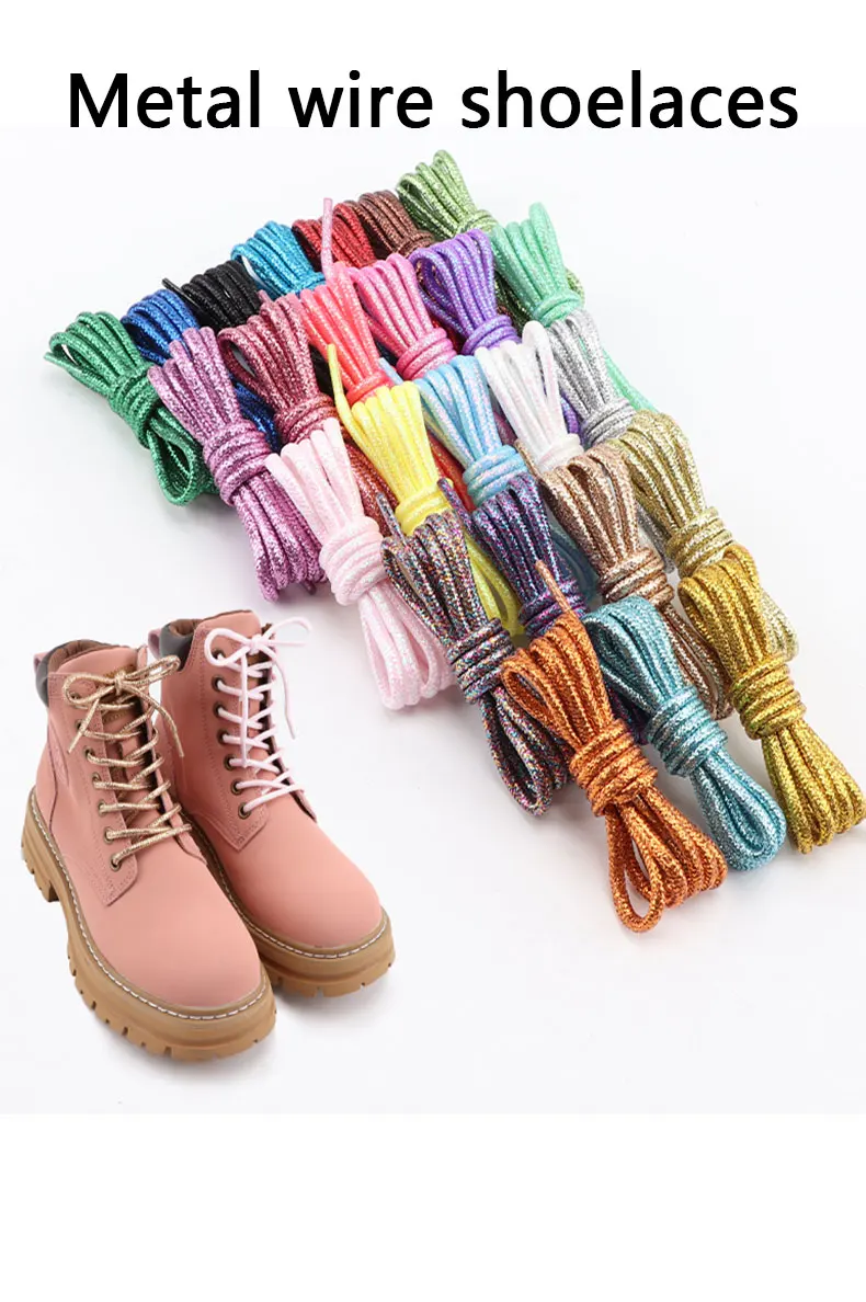 Neue bunte runde Schnürsenkel, modische Glitzer-Schnürsenkel für Laufschuhe, Sneaker-Schnürsenkel 100/120/140/160/180 cm, Stiefelschnürsenkel für Schuhe – Detail 12