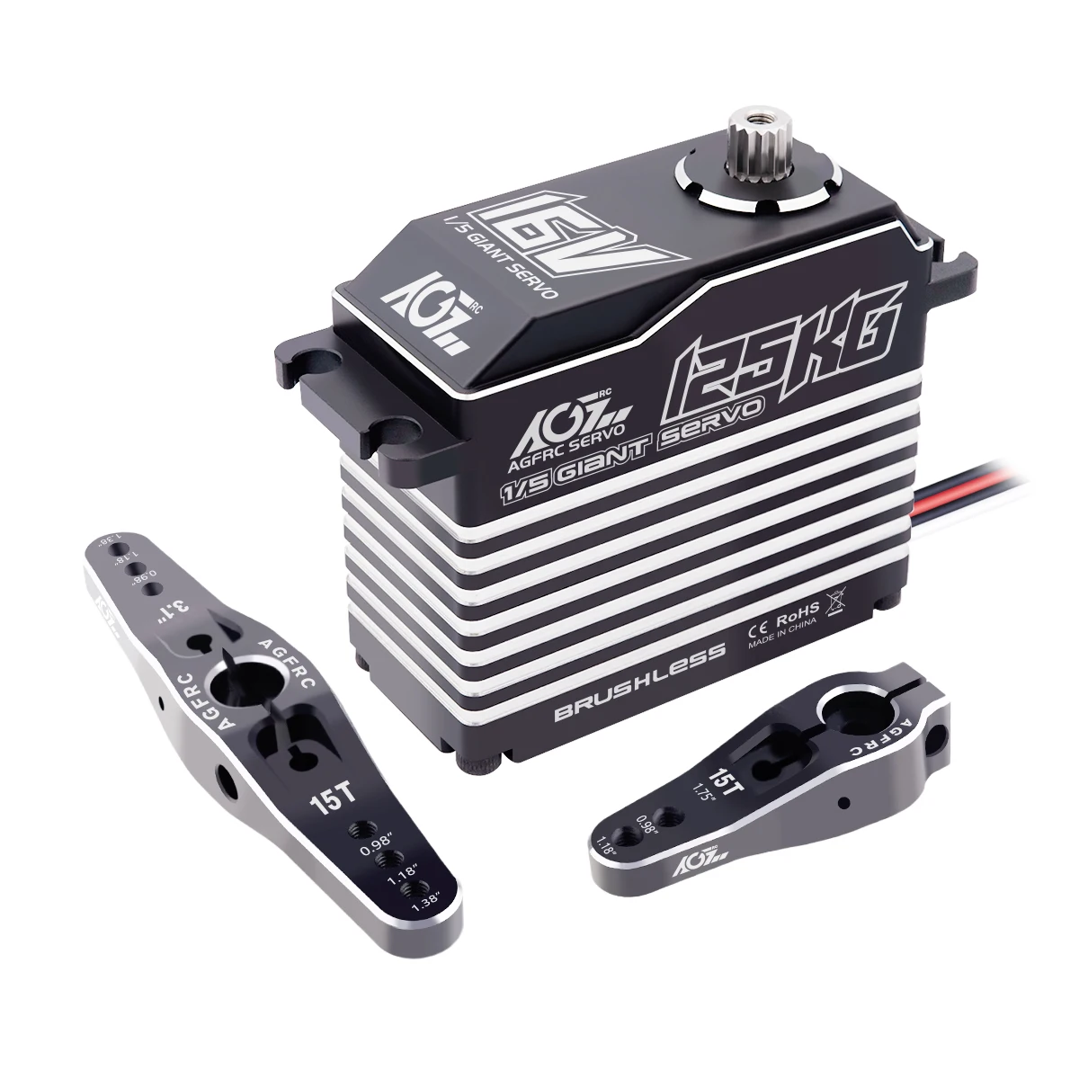AGFRC-Servo a control remoto para coches, dispositivo de control remoto de 125KG, 16V, supertorque 3S/4S, sin escobillas, resistente al agua, a