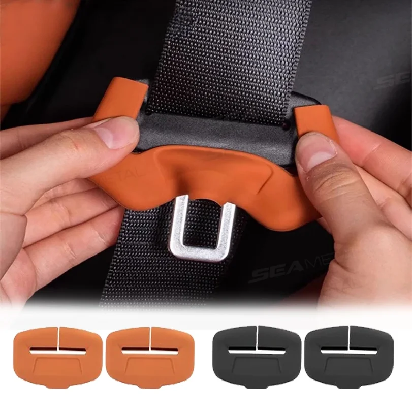 2Pcs Seat Belt Buckle Cover Anti-Scratch Rubber Car Seat Buckle Protector Clip Protection Cover Universal for SUV Sedan