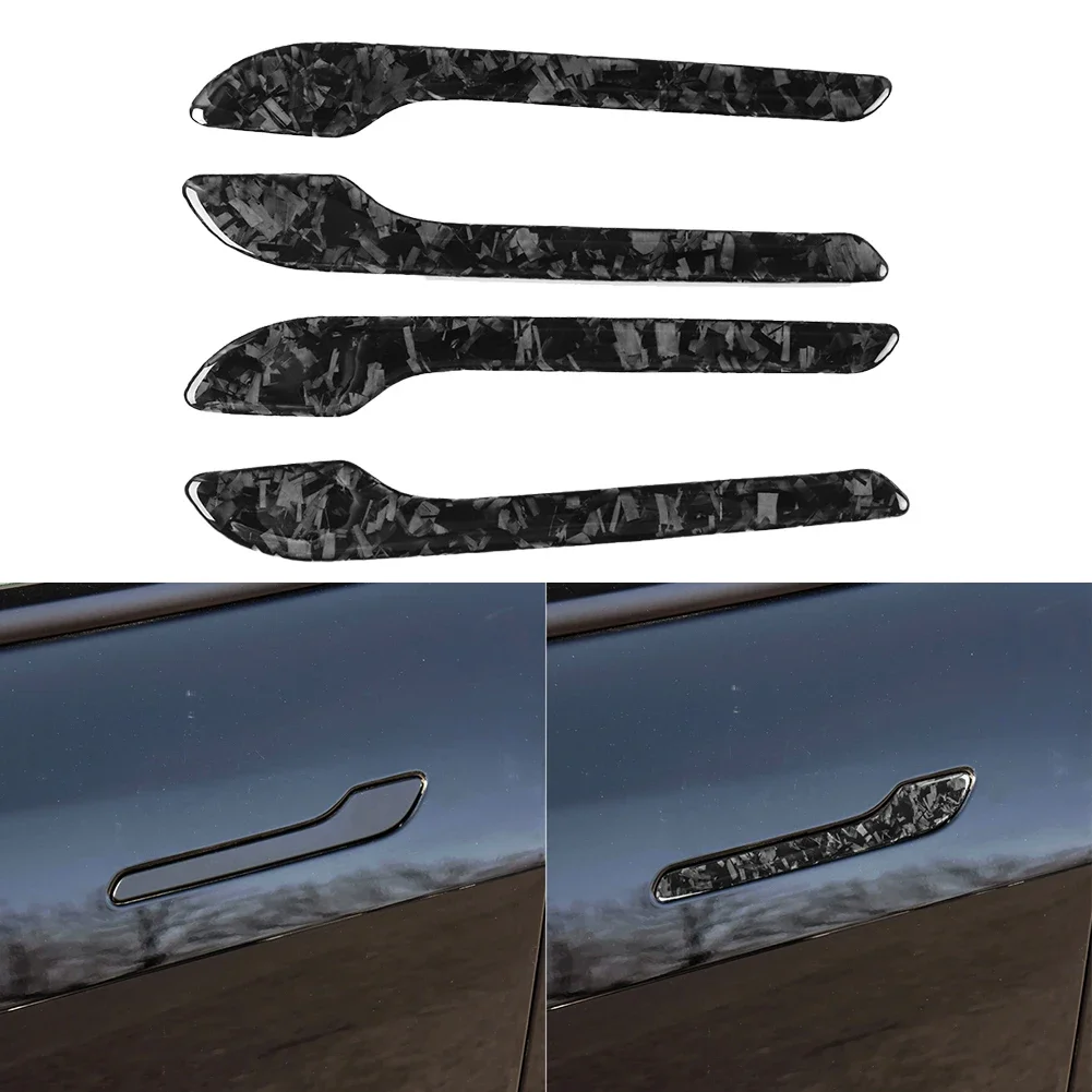 Luxury Exterior Trim Upgrade With For For For Forged Carbon Fiber Door Handle Cover For For For For Tesla Model 3 Model Y