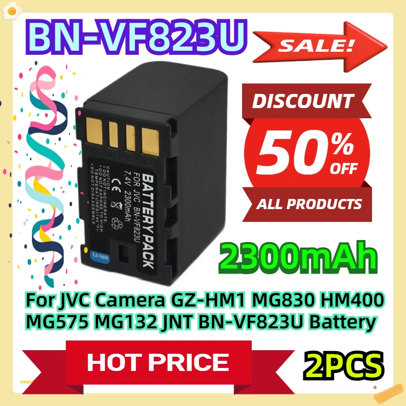 

For JVC Camera GZ-HM1 MG830 HM400 MG575 MG132 2300mAh JNT BN-VF823U Battery 2pcs