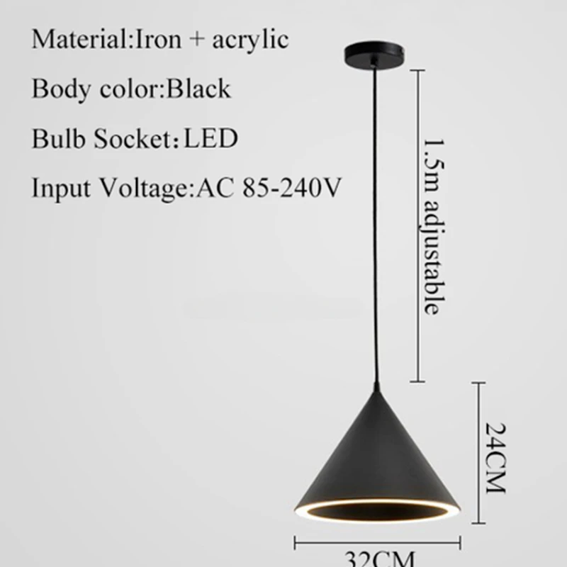 Imagem -06 - Nordic Design Cone Forma Teto Lâmpada Pingente Pendurado Led Light para Jantar Cozinha Island Living Room Três Métodos de Iluminação