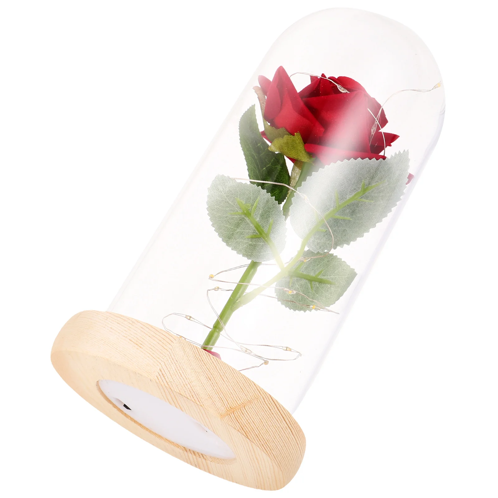 

LED Night Light Decorative Lamp Glass Cover Artificial Rose Flower Lights Bedroom Valentine Gifts Simulated Flowers