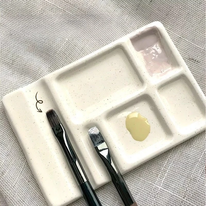 Multifunctional Ceramic Palette Pen Holder Watercolor Painting/nail Color Tuning Easy To Clean Portable Painting Art Supplies