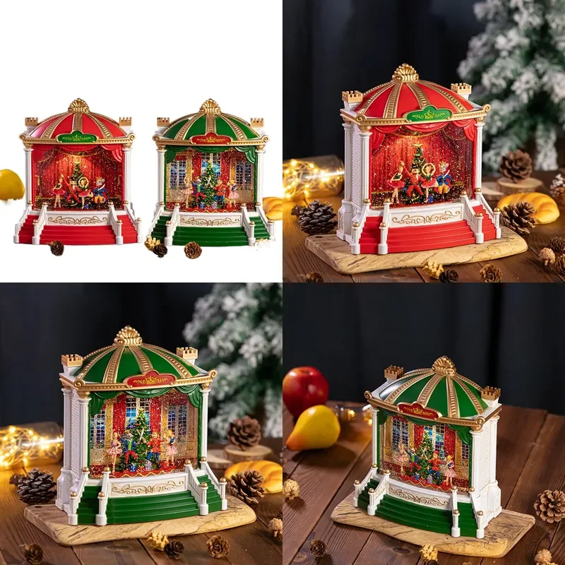 for Christmas Stage Old Man Tree Music Box Crystal Ball Snowflake Globe Children Gift Decorative Ornament