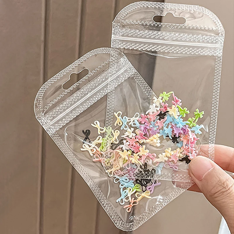 50Pcs Colored Bow Nail Charms Nail Art Tie Decoration Kawaii Accessories Manicure Design Supplies