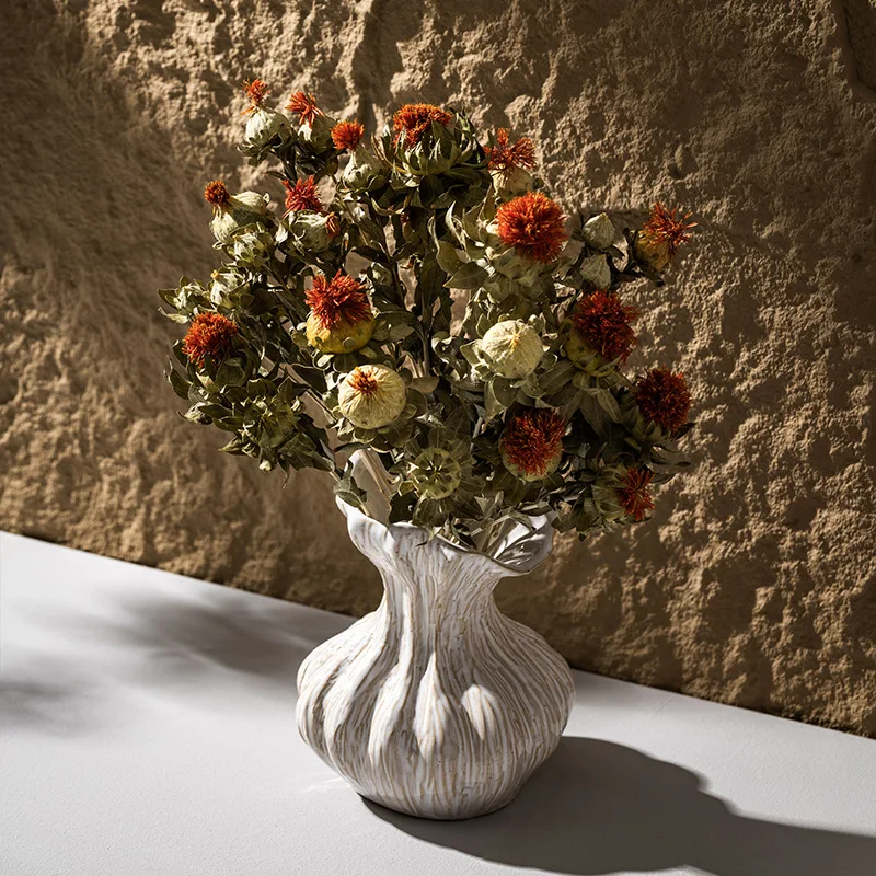CAPIRON Wabi Sabi Ceramic Vase for Dried Flower Pampas Grass Retro Centerpiece Decor Home Interior Coffee Table Decoration Gifts