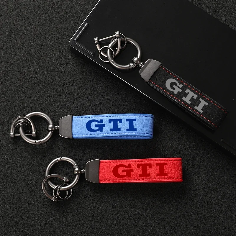 High Grade Suede Leather Car Keychain GTI Car Styling Key Ring For Golf 4 5 6 7 8 MK4 MK5 MK6 MK7 MK8 GTI Car Accessories