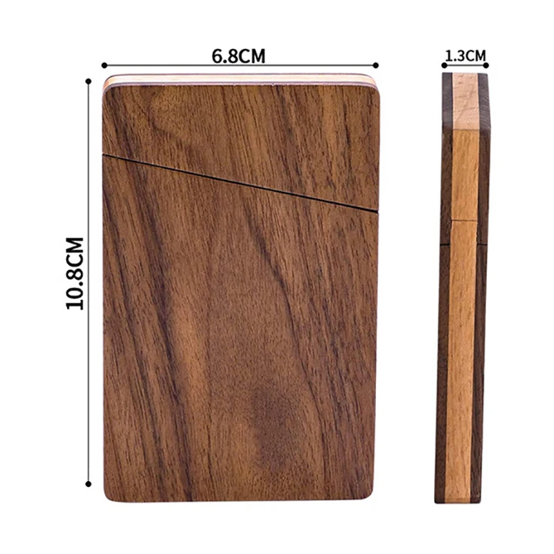 Estuche de madera para tarjetas de visita, organizador portátil de bolsillo de madera maciza, informal, para hombre y mujer