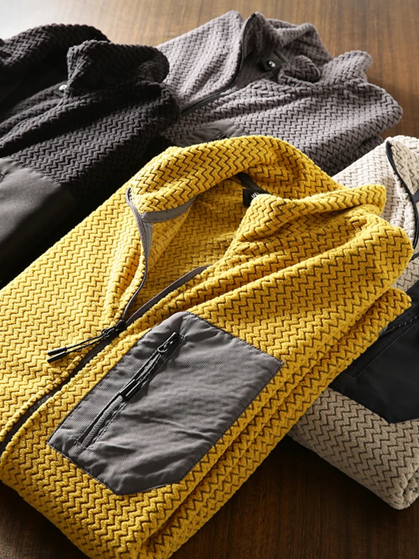 Versatile Outdoor Sports Jacket Men's Stand Collar Wave Texture Pattern Casual Spring New Style Full Sleeve Standard Fit
