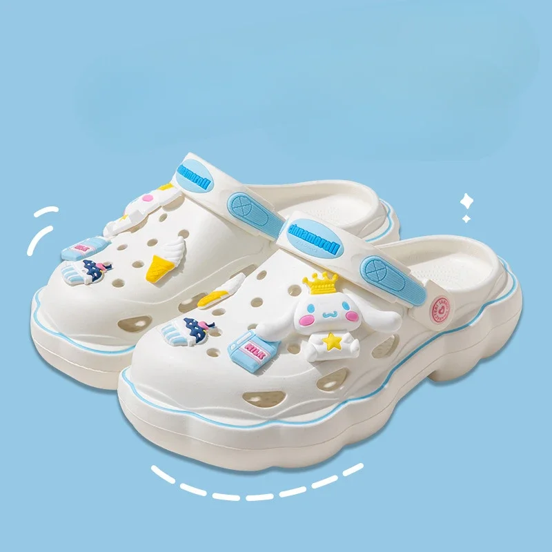 Sanrio HELLO KITTY Croc Shoes Women Summer Cartoon Animation Accessories Thick Sole Outdoor Beach Shoes Kawaii Gift