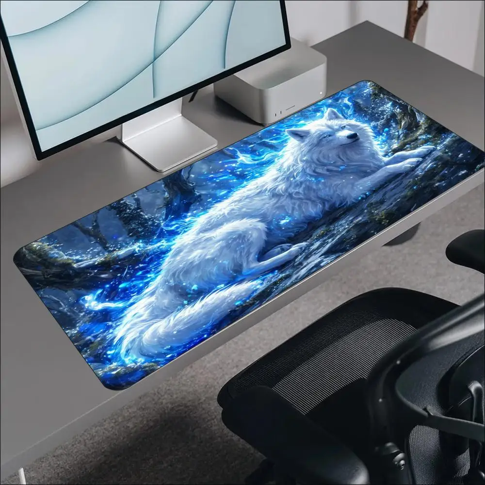 Mystical Galaxy Wolf Fantasy Art Non‑Slip Rubber Mouse Pad Smooth Desk Mat For Accurate Mouse Control Gaming Laptop Desktop Use