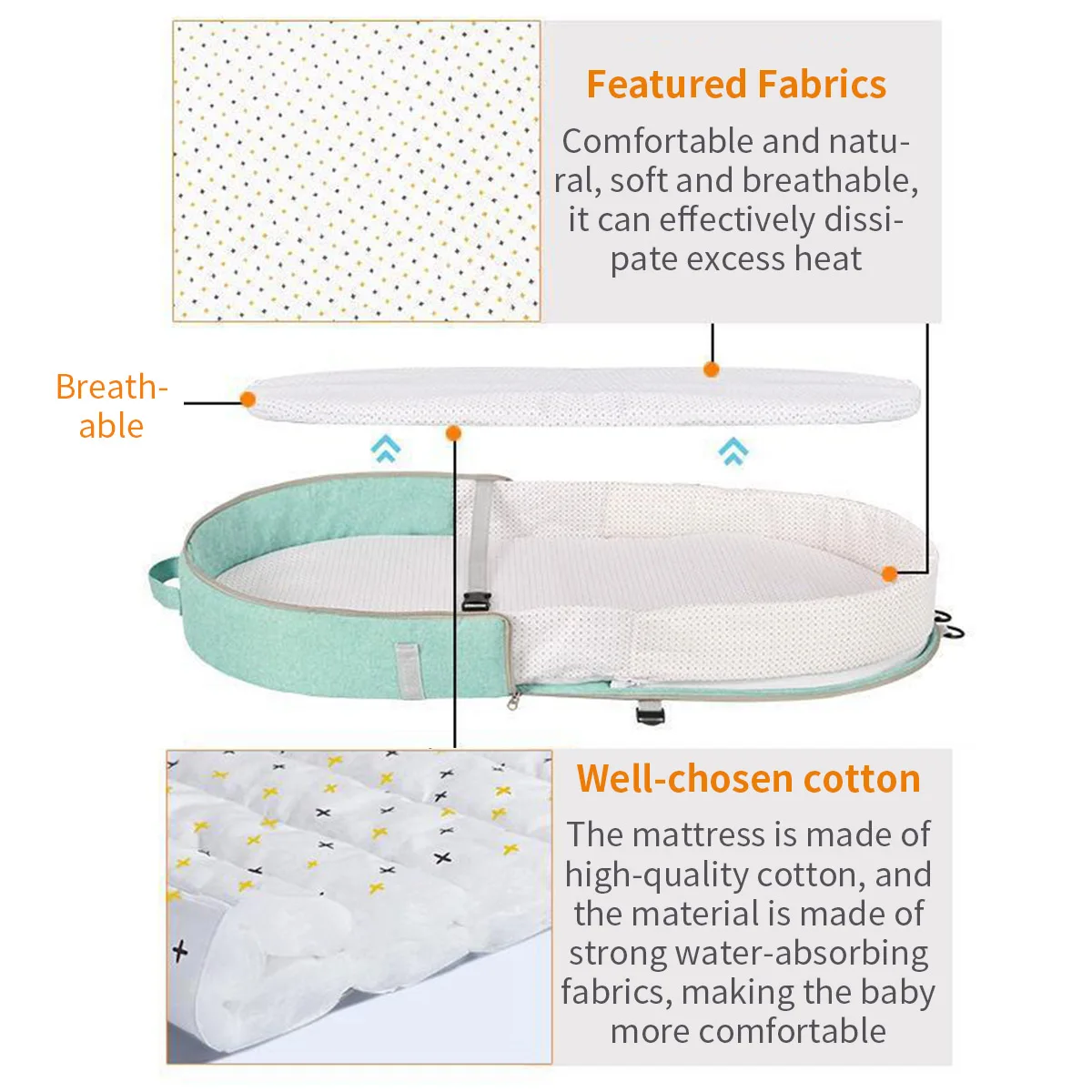 Baby Bed Cribs Newborns Sleeping Nest Travel Beds Foldable Babynest Mosquito Net Bassinet Infant Sleeping Basket For 0-24month