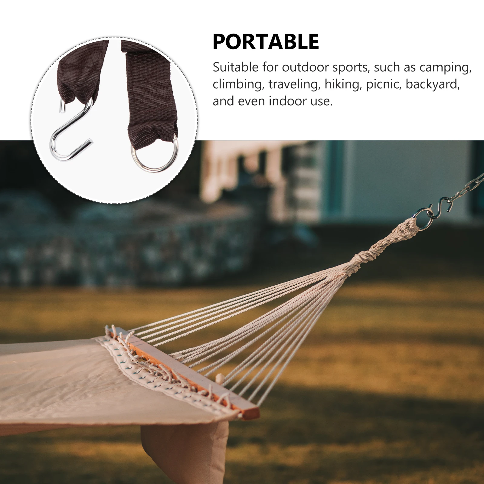

4pcs Hammock Straps 300x5cm Black Nylon Ropes 2 Alloy Rings 2 S Hooks for Outdoor Camping Tree Swing Strap Set