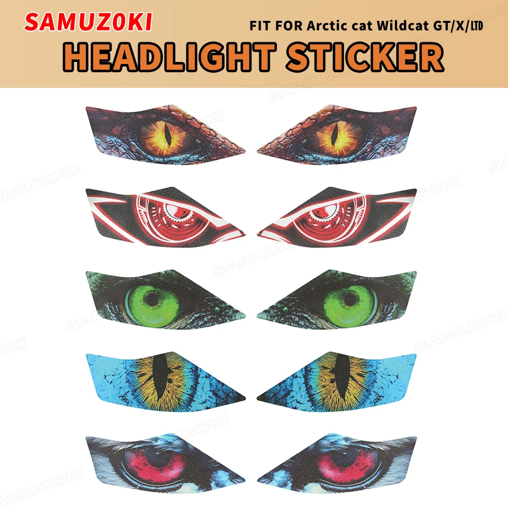 Motorcycle Headlight Stickers Head Lamp Demon Eyes Decor Sticker Fit for Arctic Cat Textron Off Road Wildcat X 4X 1000 X 4x4 EPS
