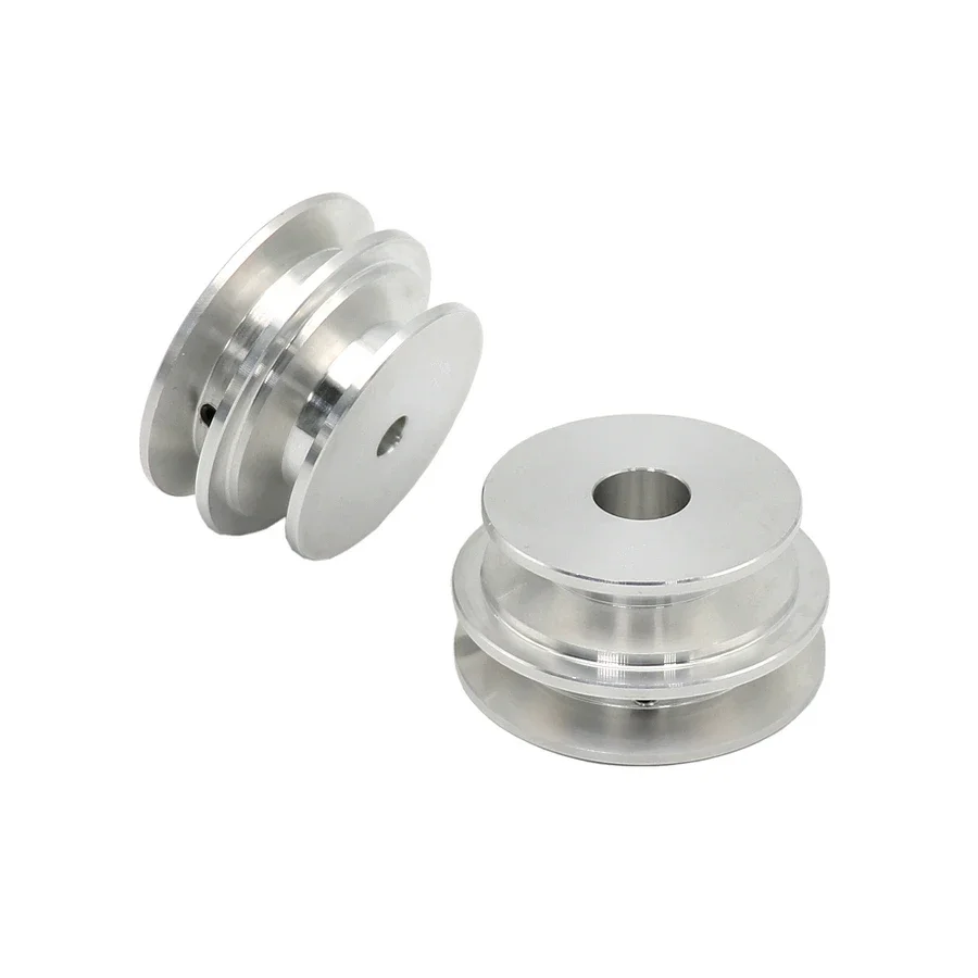 Aluminum Alloy Double Groove 50/60MM Pulley Wheel 8-20MM Fixed Bore Pulley For Motor Shaft