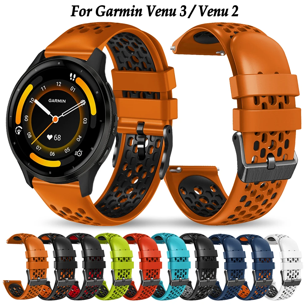 22mm Silicone Strap Band For Garmin Venu 3 2 Vivoactive 4 Smart Watch Band Forerunner 255 Music 265 Sports Bracelet Wristband