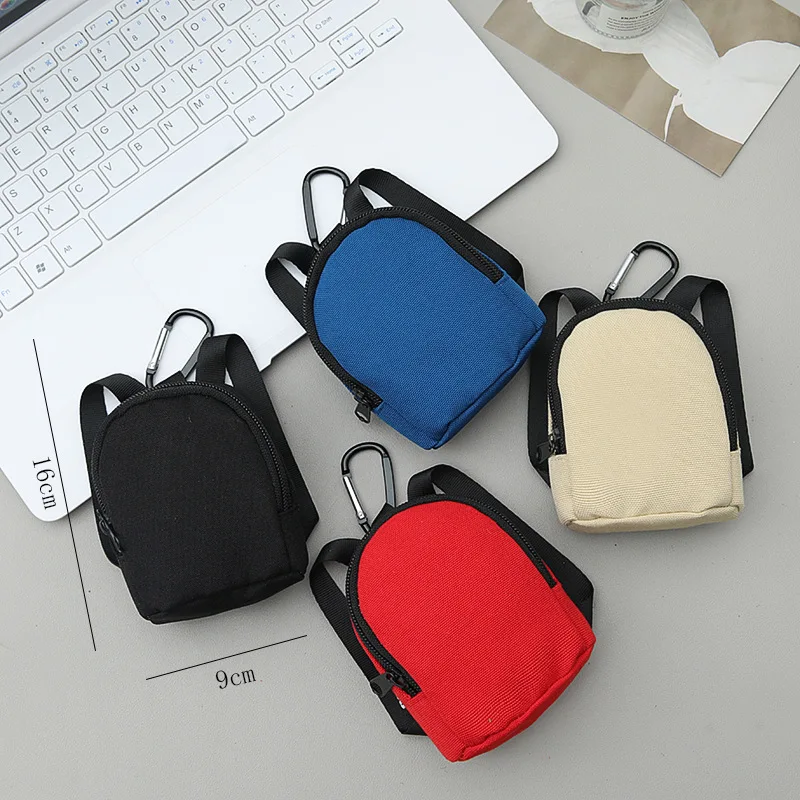 Mini Backpack Keychain Wristlet Pouch Small Change Coin Purse Cute Zipper Wallet For Women/Men Earphone Data Cable Cosmetics view 2