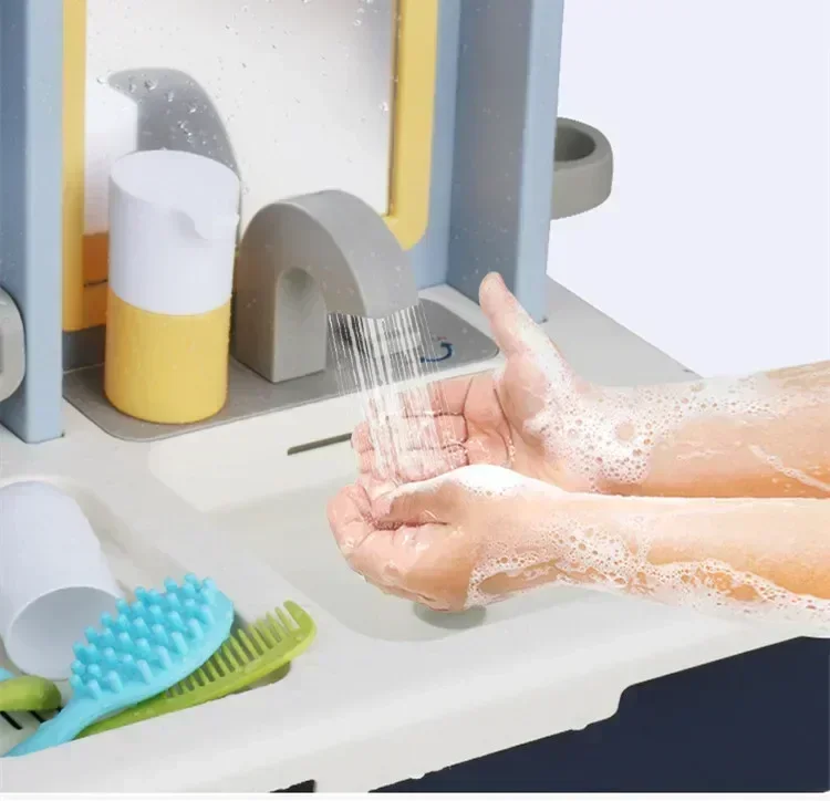 Juego de juguetes para jugar a las casitas, tocador con salida de agua eléctrica de alta calidad, tocador con espejo, juguete interactivo, regalo Ideal