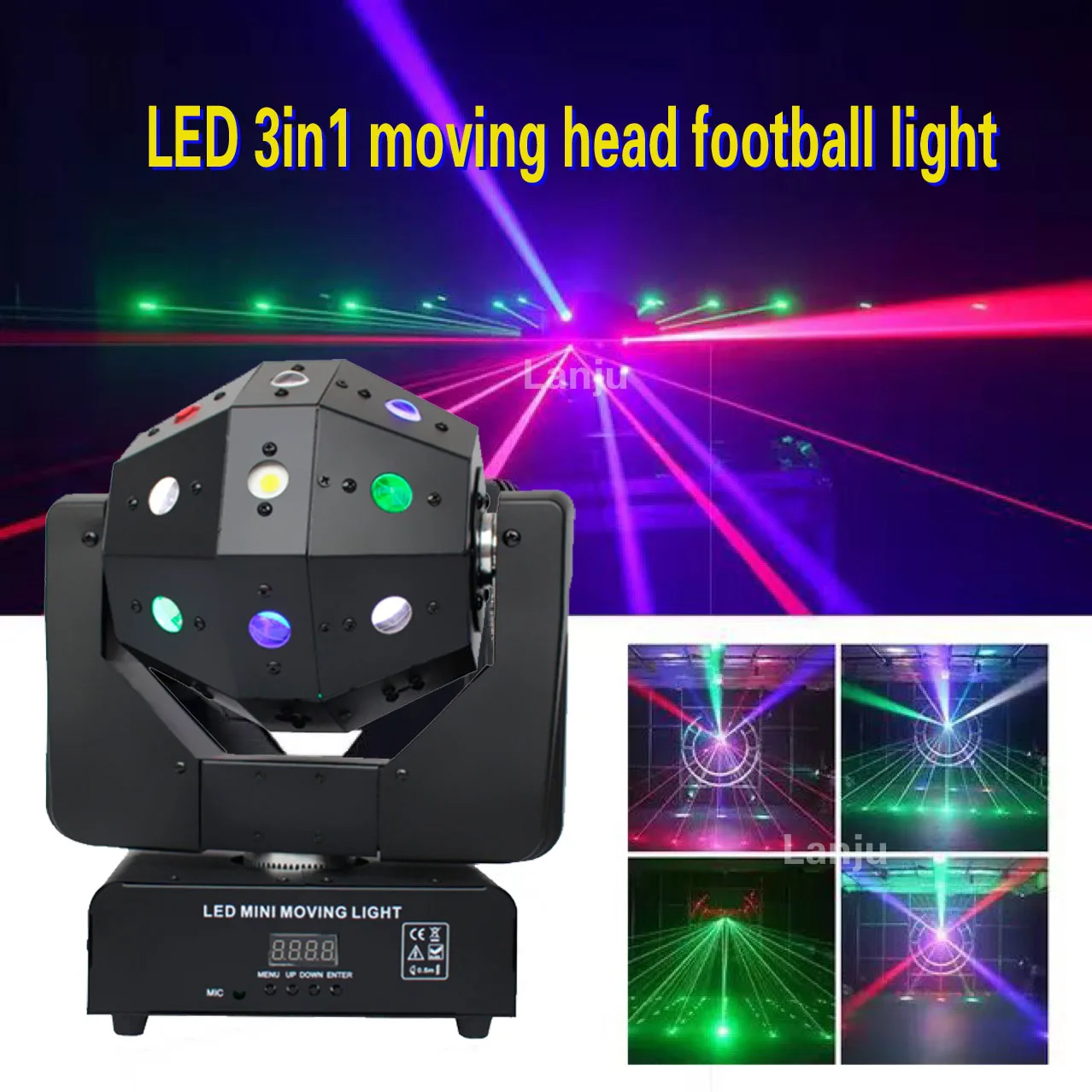 

LED DJ disco ball light 120W 3in1 moving head lights RGBW rotating beam strobe laser light DMX party wedding show stage lighting