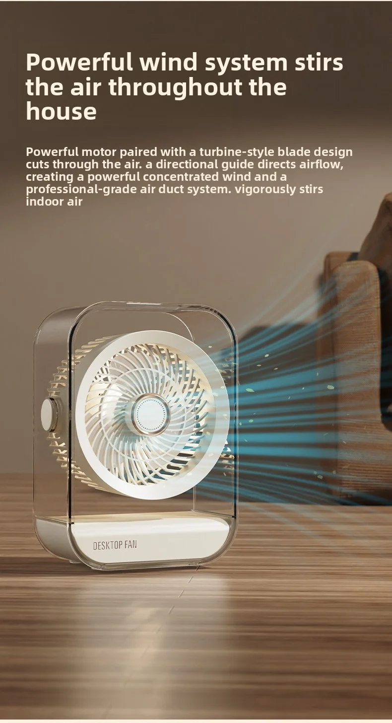 Ventilateur de bureau portable multifonction avec veilleuse led_voghion.com
