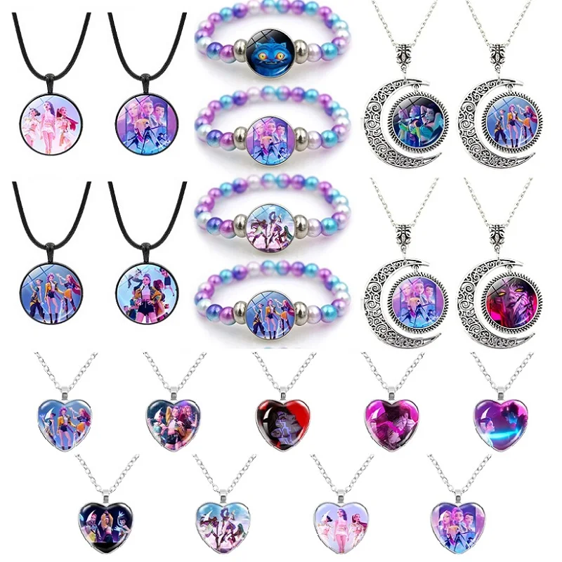 Kpop ديمين الصيادين زوجين قلادة أنيمي فيلم سوار شكل قلب قلادة قلادة Kpop مجوهرات اكسسوارات زوجين المشجعين الهدايا #5