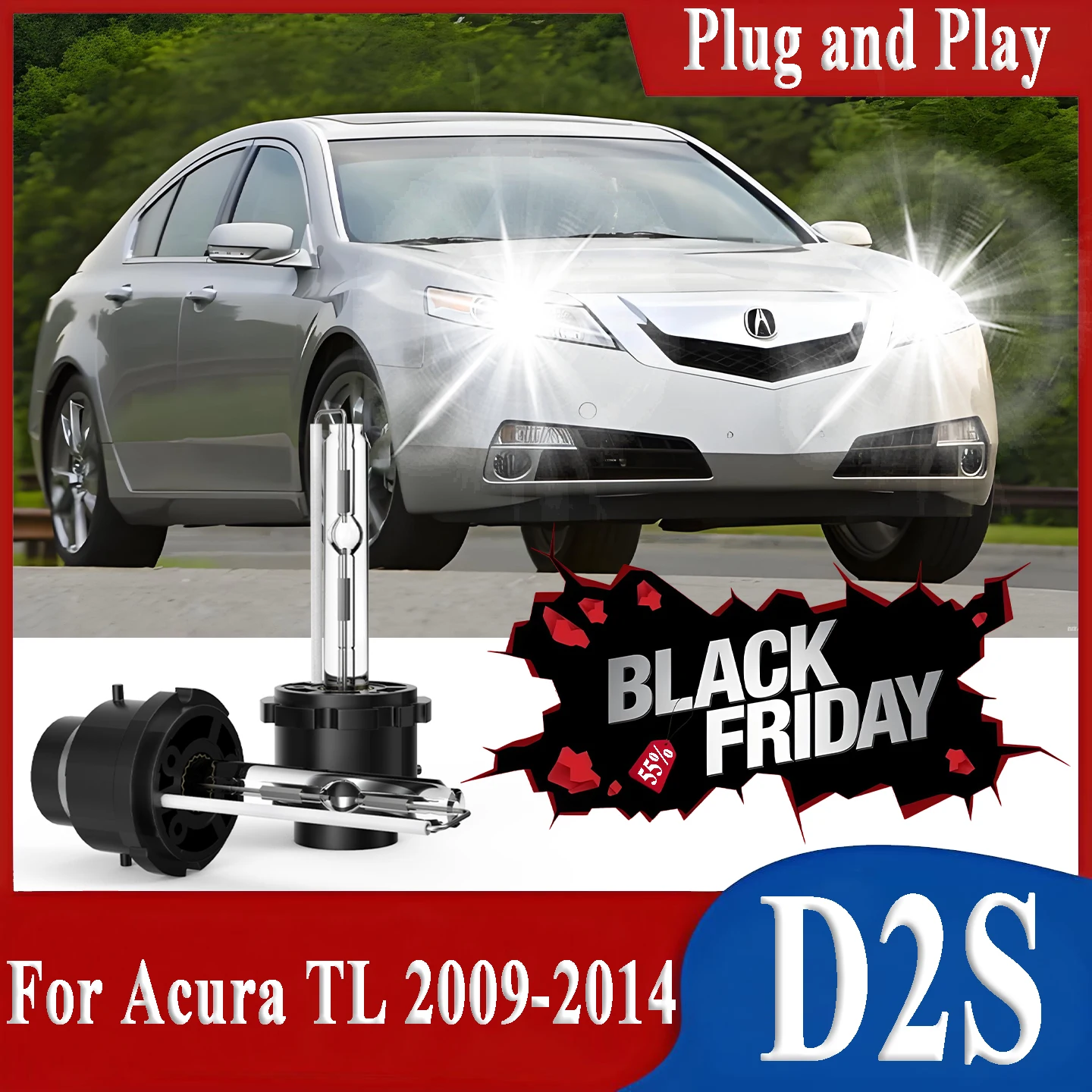 

2X Headlamps Car Lights D2S 6000K White Original HID Xenon Headlight 35W 12V Low Beam Bulb Super Bright For Acura TL 2009-2014