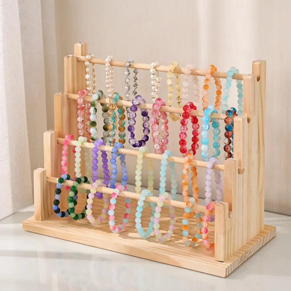 Jewelry Display Bracelet Display Rack Wooden Jewelry Stand Log Bracelet Display Organizer with Removable Rod Jewelry Rack