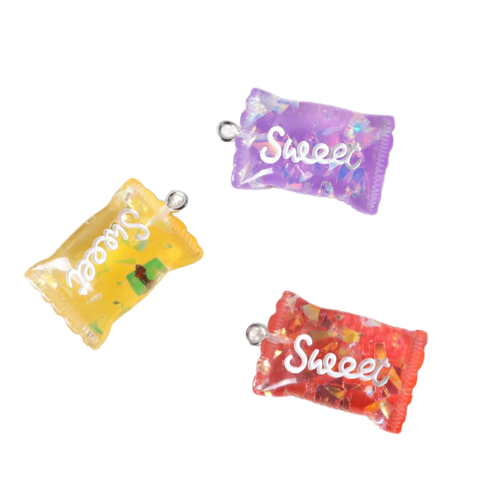 

Right Road New High-end Designed 100 Pcs/pack Resin Glitter Sweet Candy Pendant Diy Jewelry Material Accessories Wholesale