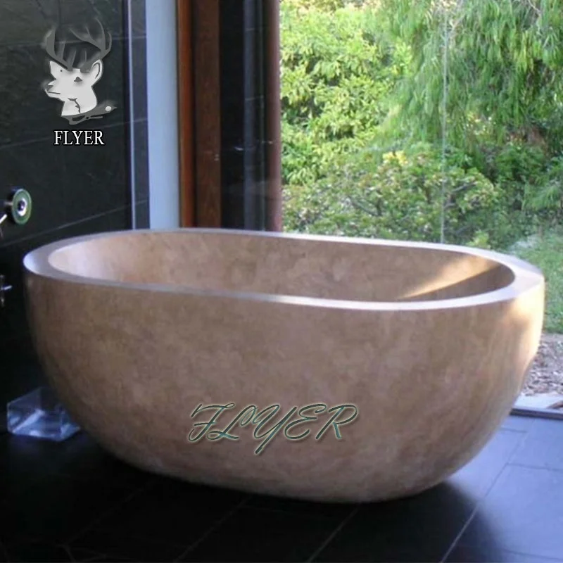 European Style Large Freestanding Luxury Bathtub Natural Marble Solid Stone Bathtub for Sale