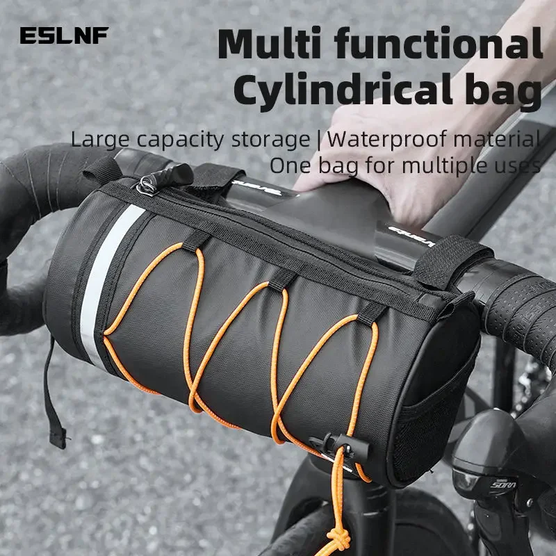 ESLNF Bicycle Front Tube Bag Rainproof Large Capacity Handlebar Bag Portable Shoulder Bag Multifunctional Reflection Bicycle Bag