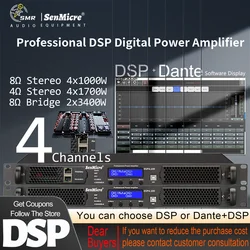 SenMicre DSP4.10P Professional DSP Power Amplifier Dante Processor 4CH DJ Subwoofer AMP 4x1000W Line Array Speaker Preamplifier