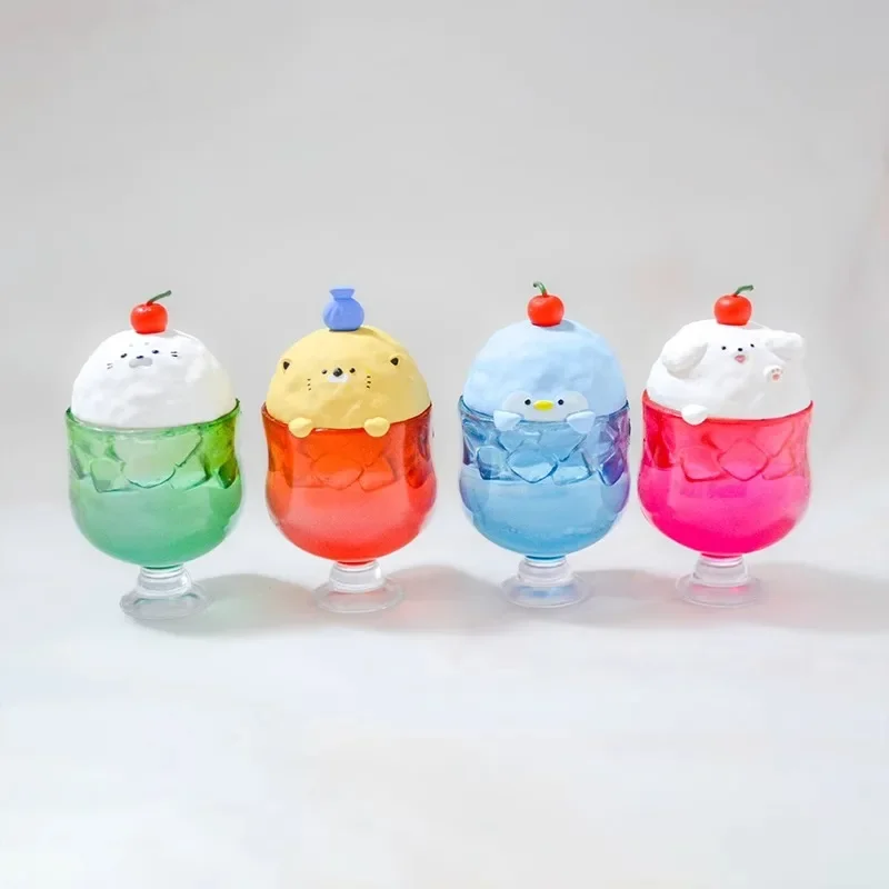 QUALIA Original Kawaii Gashapon Figure Cute Ice Cream Soda Seal Penguin Food Mimicry Capsule Toys Anime Figurine Gift