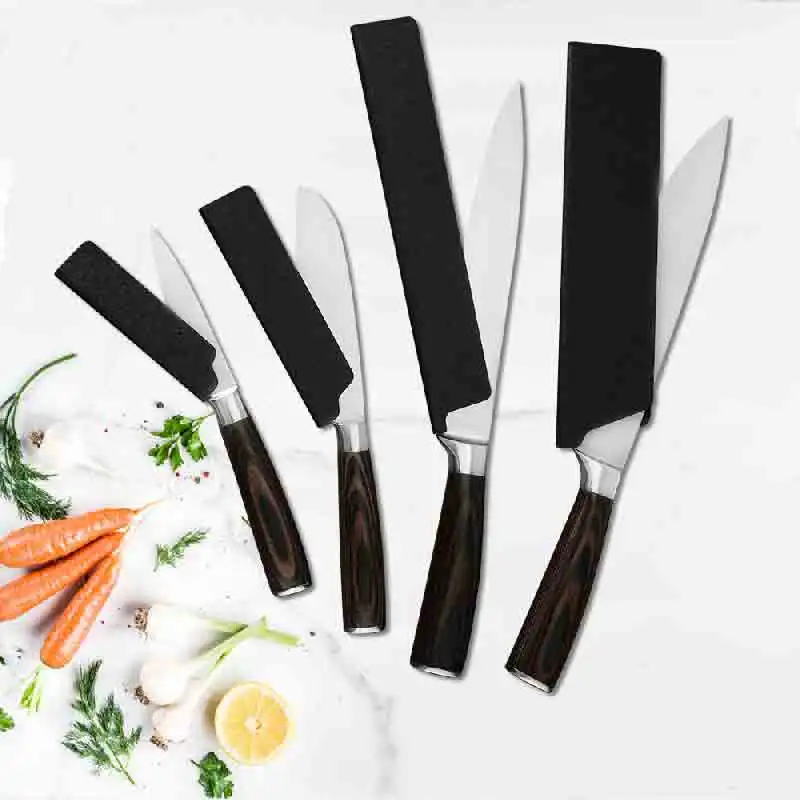 ﻿  Black Chef Knife Sheath Protector Cover Universal Velvet Knives Blade Sleeve Knife Scissors Protector Edge Home Kitchen Tools