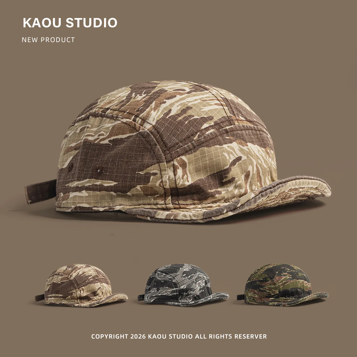 Spring Autumn New American Short-brimmed Cap Men Women Tooling Camouflage Soft-brimmed Baseball Cap Stylish Face Small Sun Hat