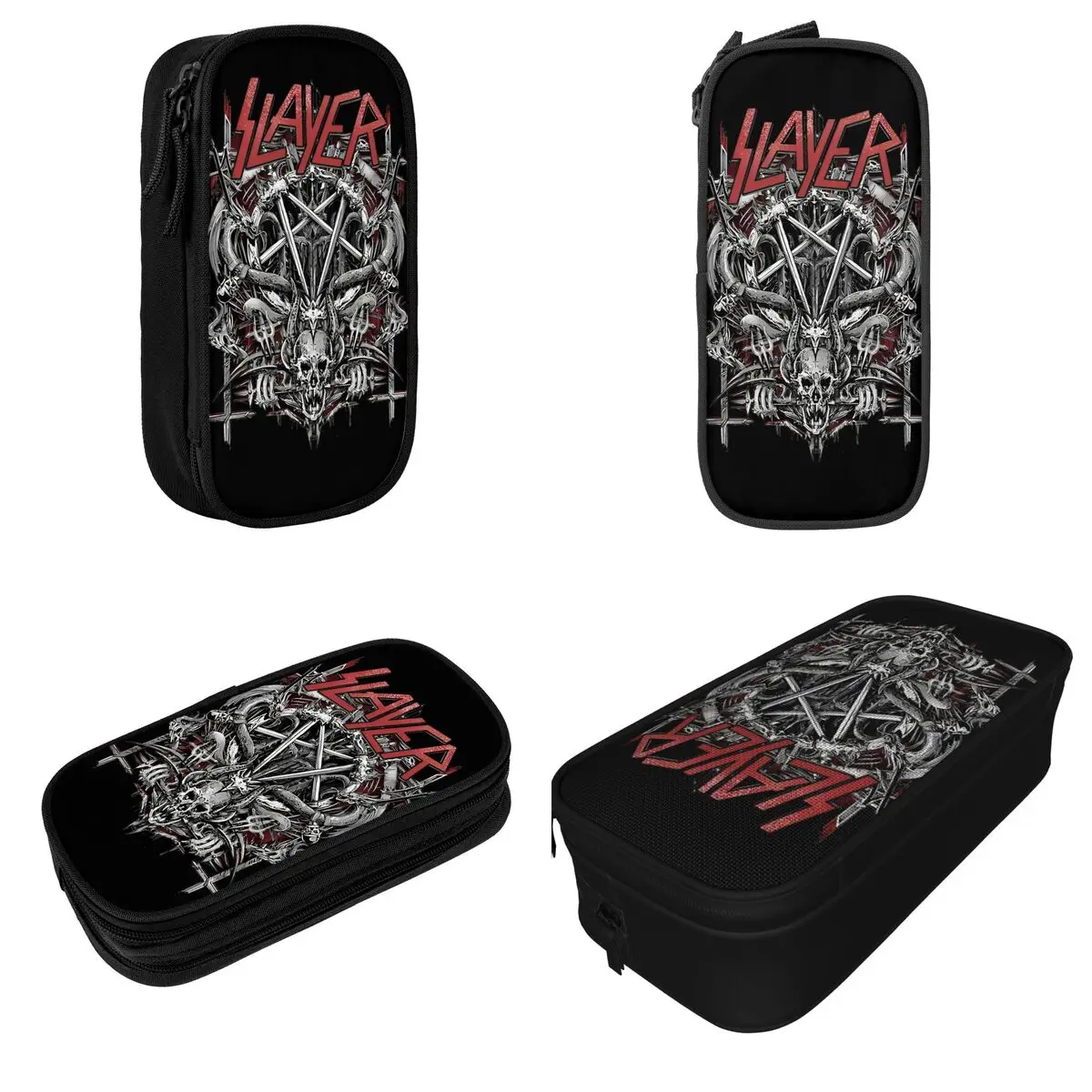 Imagem -02 - Classic Rock Metal Band Slayers Pencil Cases Pen Box Bolsa para Crianças Grande Armazenamento para Estudantes Lápis com Zíper Escolar