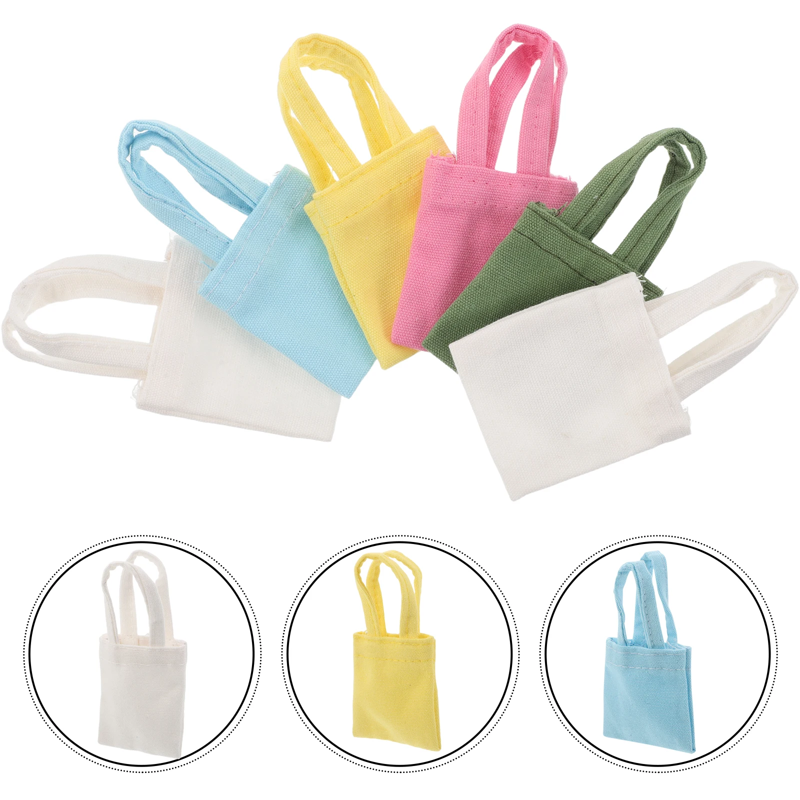 6-teilige manuelle Haustasche, Mikroszenen-Miniaturhandtasche aus Segeltuch für die Modelanzeige