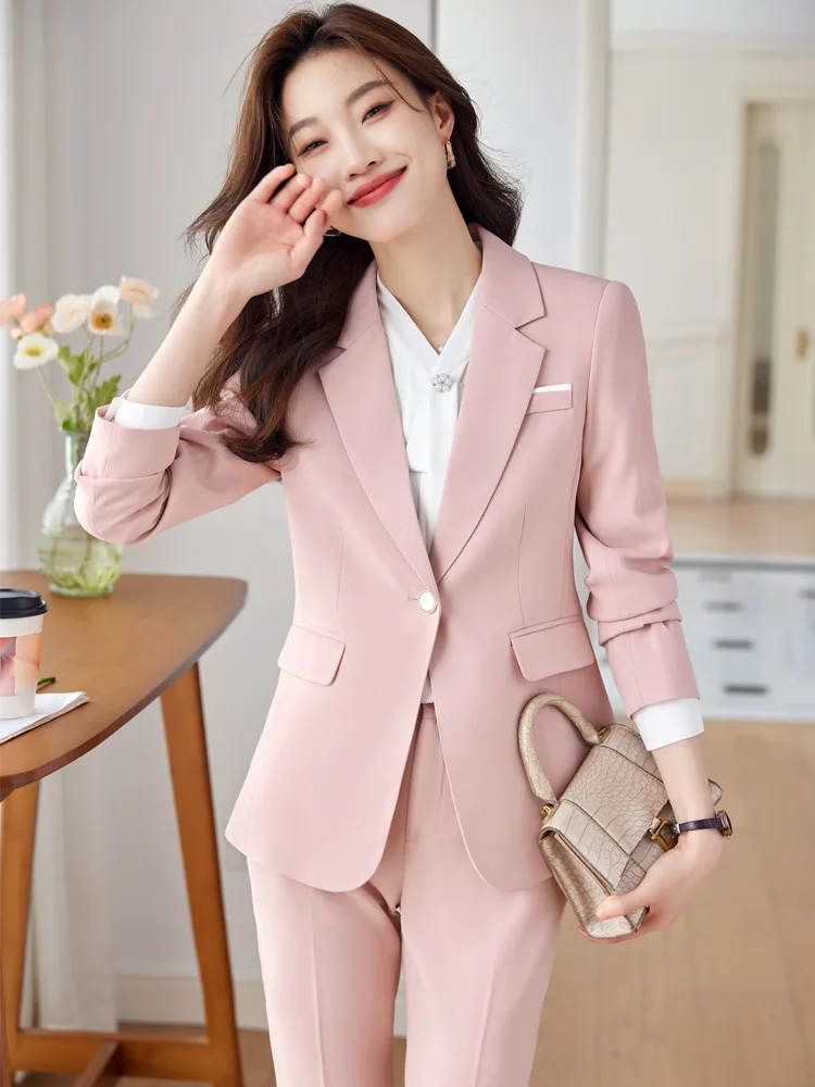 

Formal Uniform Styles Women Business Suits with Pants and Jackets Coat Professional Office Career Interview Trousers Set Outfits