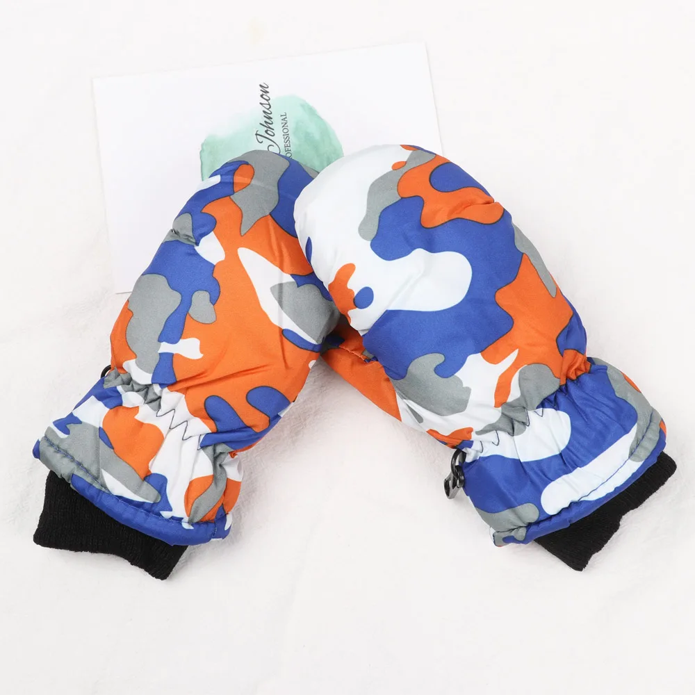 Children Gloves Camouflage Thicken Skiing Mittens Kids Winter Outdoor Snowboard Waterproof Windproof Gloves 2-5Years Old