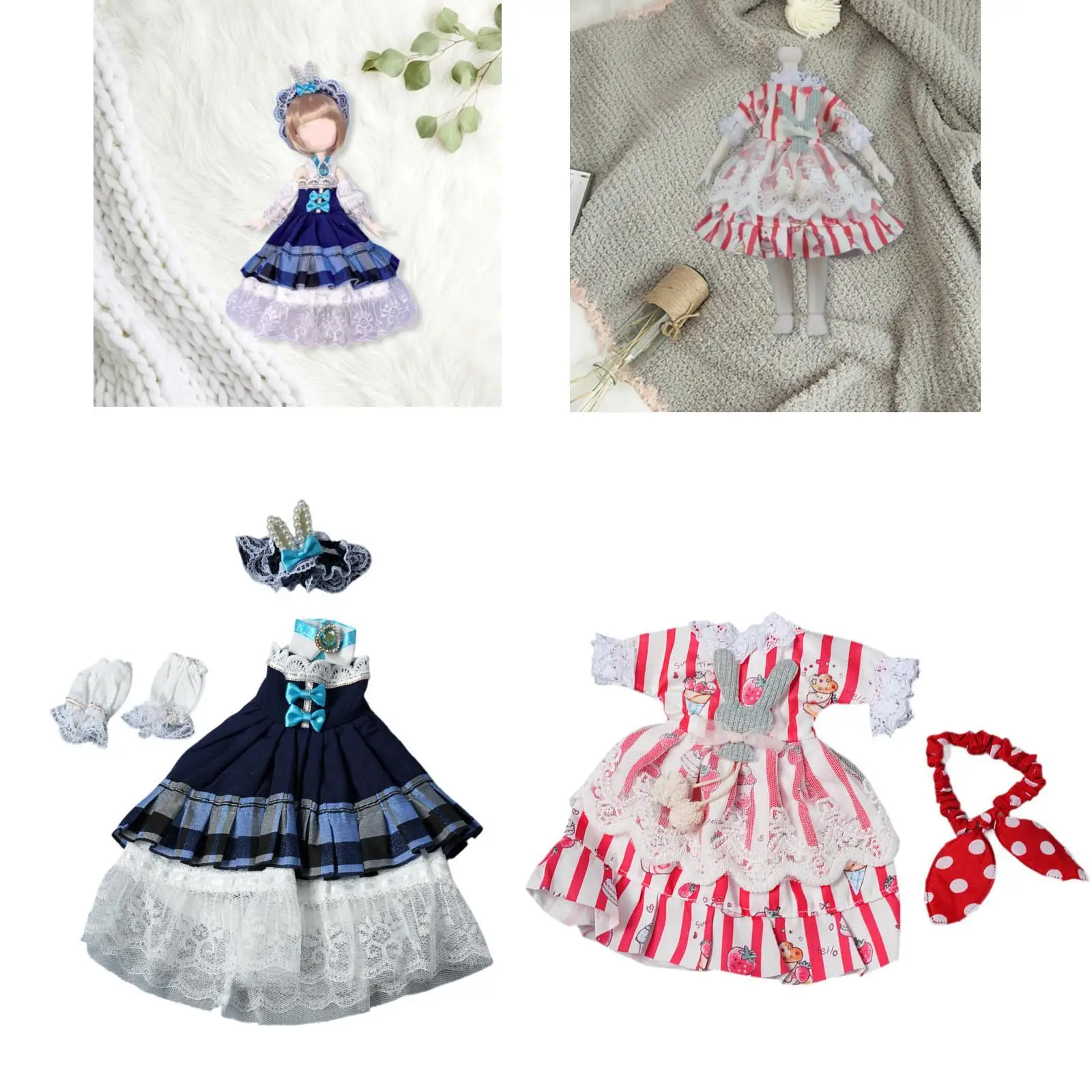 1:6 BJD Doll Lolita Dress Photo Props Educational for Little Girls Cosplay Party Dress Dress up for 11.81'' Action Figure Doll