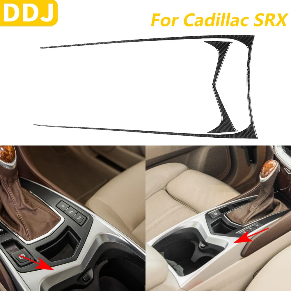 

For Cadillac SRX 2010-2016 Carbon Fiber Gear Shift Water Cup Holder Frame Trim Cover Car Accessories Interior Decoration Sticker